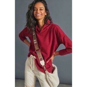 Anthropologie Theresa Raspberry Pink Cowl Neck Tunic Rib Knit Sweater Size M